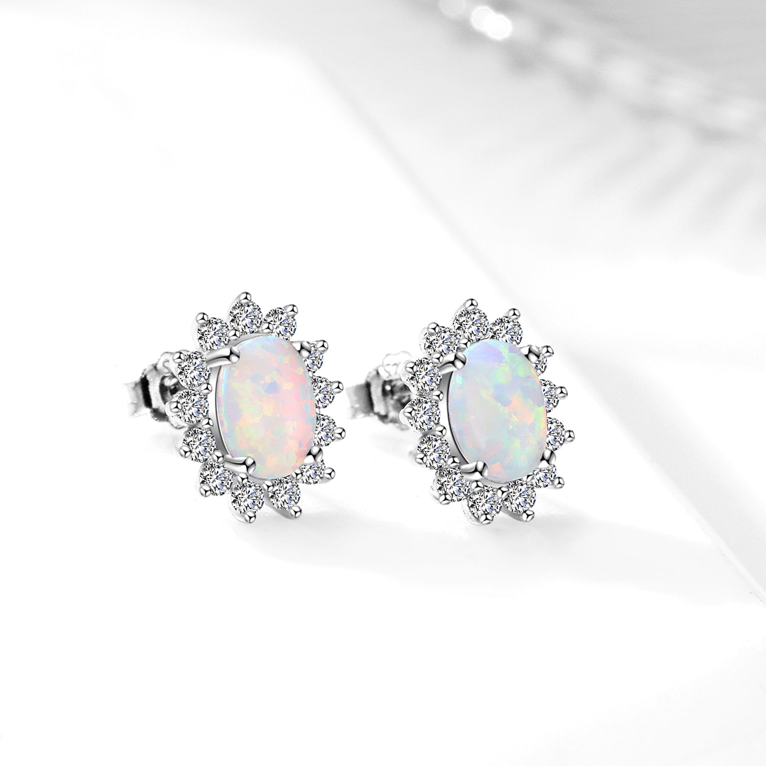 Wholesale 925 Sterling Silver White Opal Stud Earrings | Safasilver